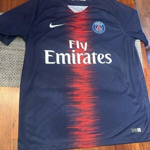 Nike Men’s Paris Saint-Germain Navy and Red Jersey Size Large